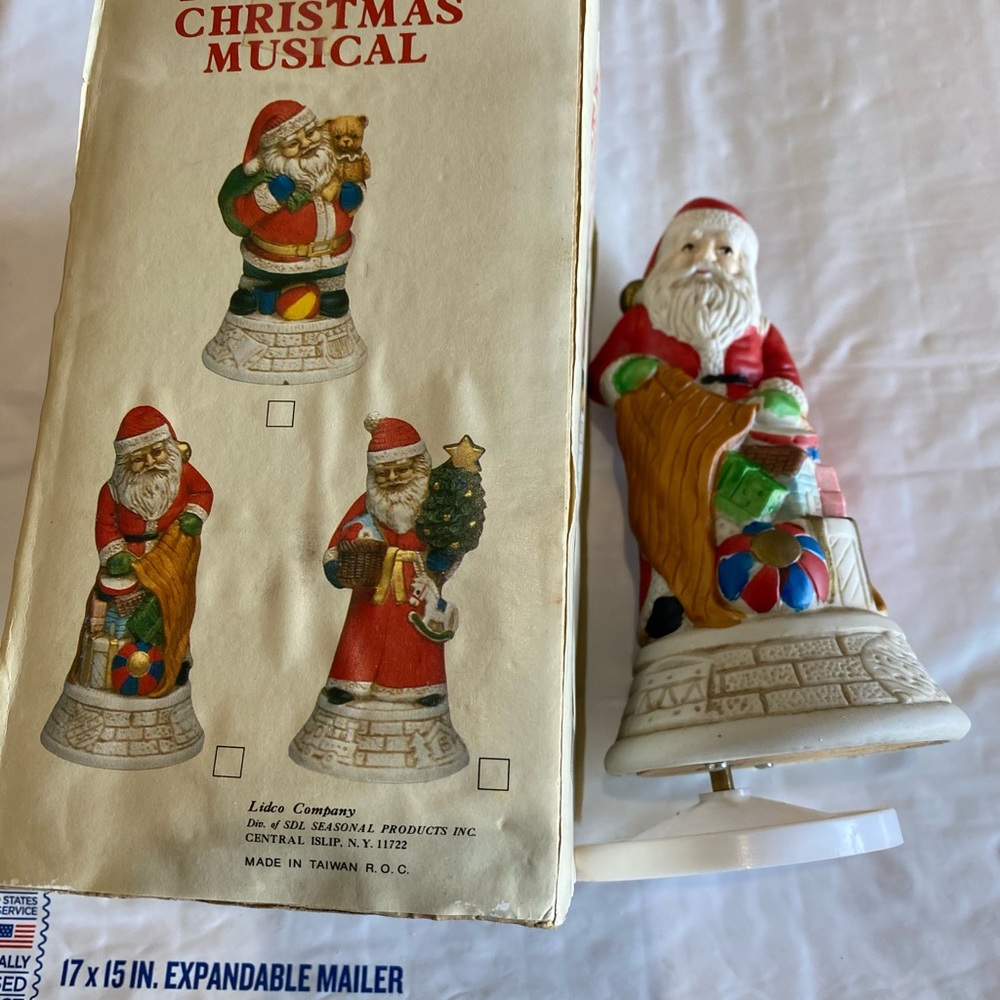 Vintage Porcelain Santa Music Box
